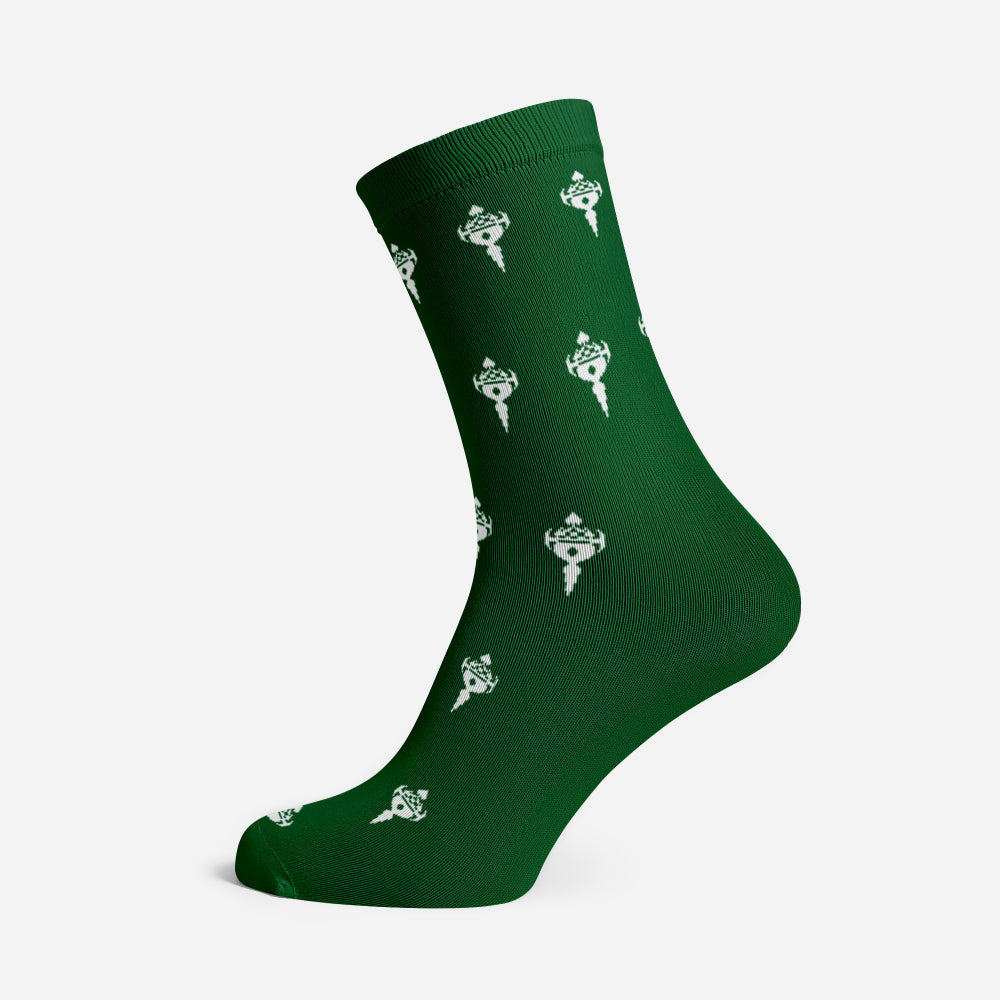 GREEN SOCKS WHITE SHIELDS